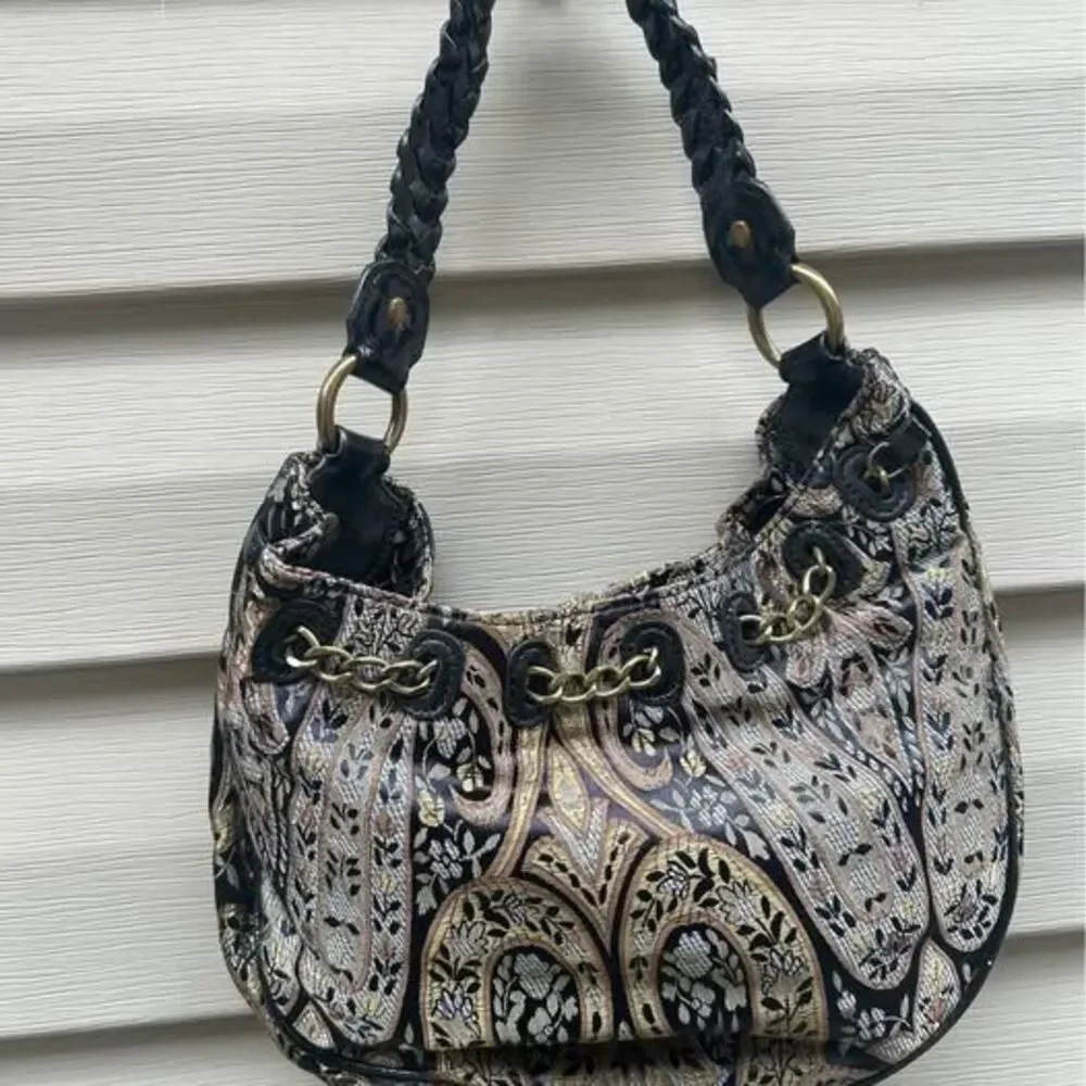 VTG Talbots tapestry small crescent purse
